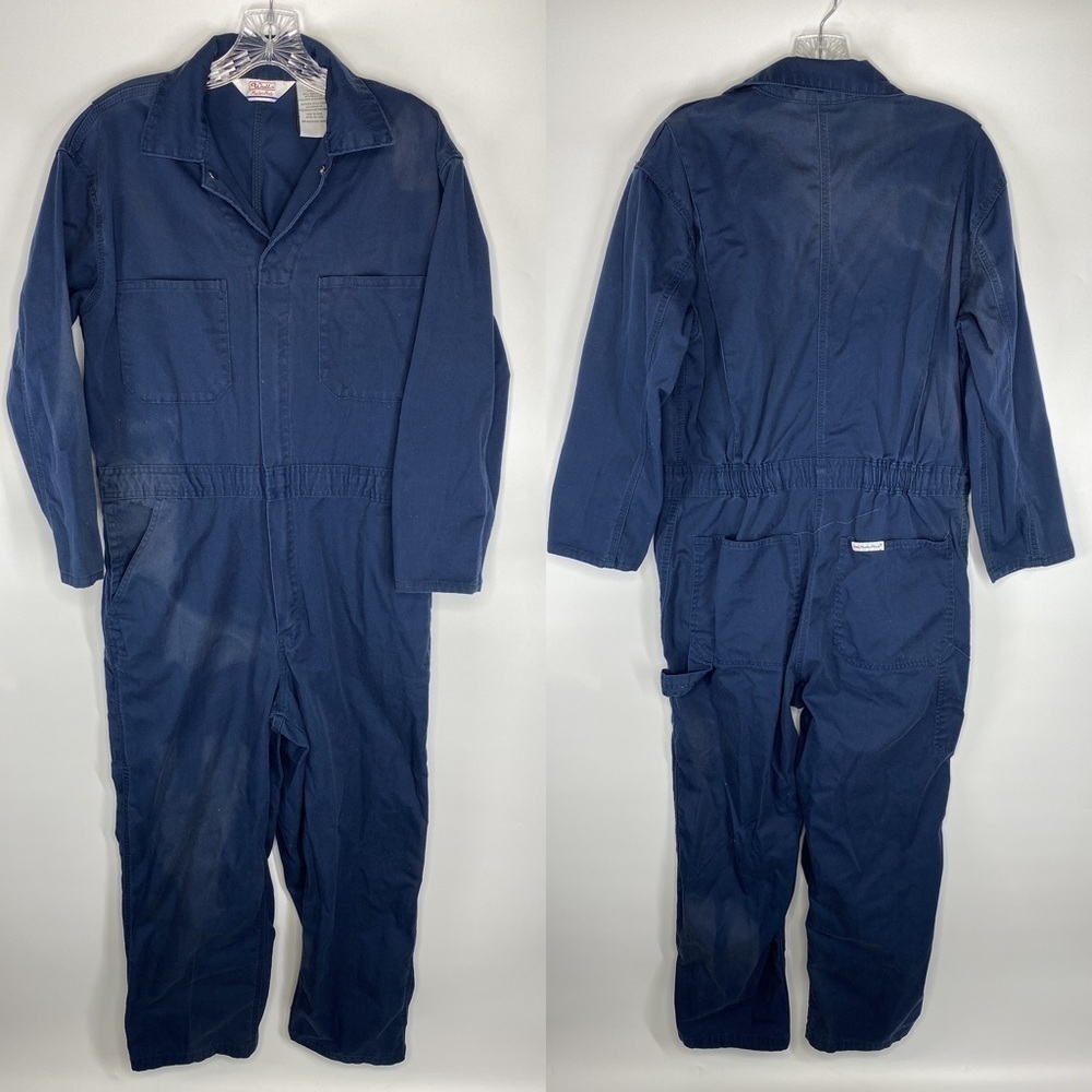 WALLS Navy Blue Coveralls Medium Short Hipster Mechanic Workwear